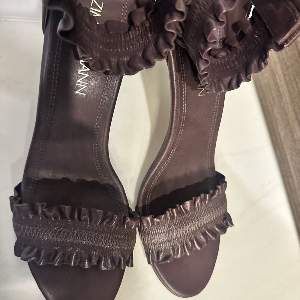 Zimmermann Dark Brown Ruffle Sandals
